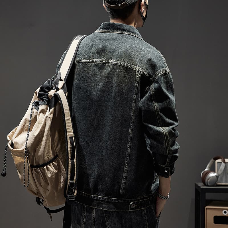 デニムジャケット ビンテージ加工 デニム ライダースジャケット