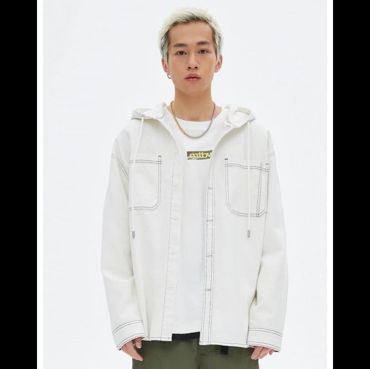 デニムジャケット フード付きステッチデニムジャケット