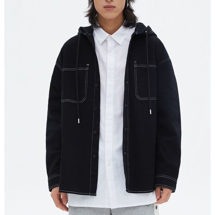 デニムジャケット フード付きステッチデニムジャケット