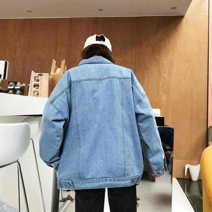 デニムジャケット ゆったりシルエット胸ポケット付きレディースデニムジャケット