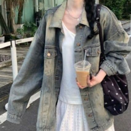  ゆったりオーバーサイズレディースデニムジャケット