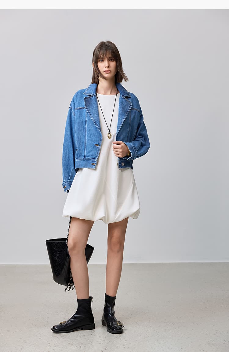 デニムジャケット ショート丈テーラードデニムジャケット