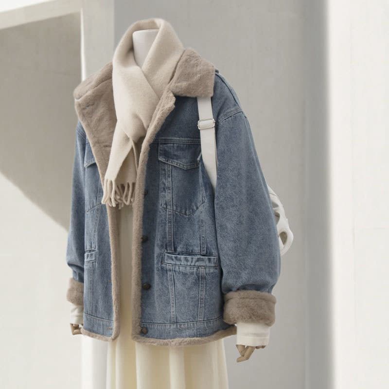 ボアライナー付きデニムジャケット