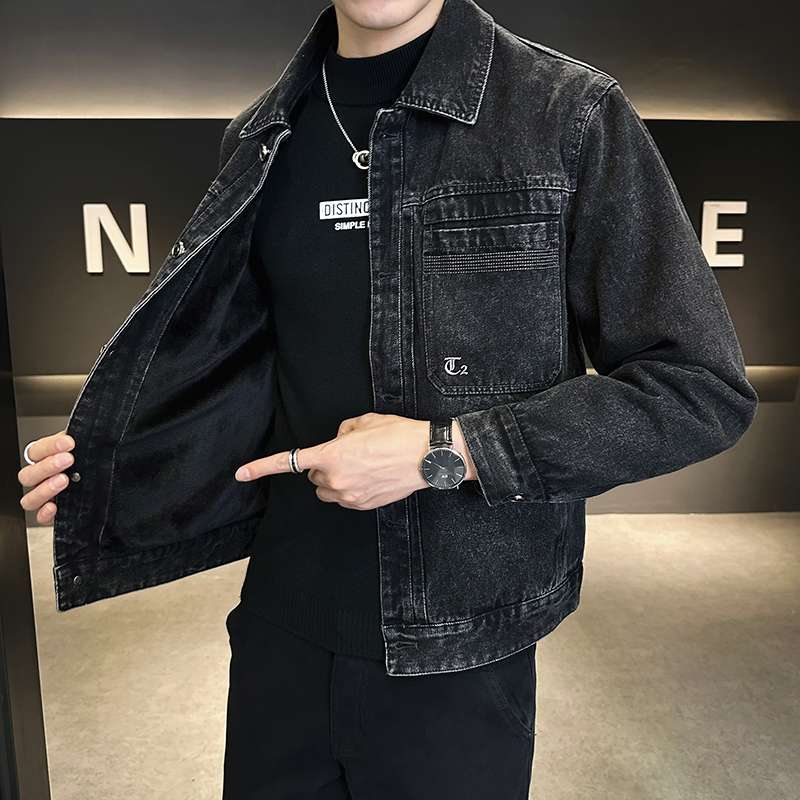 裏起毛ビンテージ加工デニムジャケット
