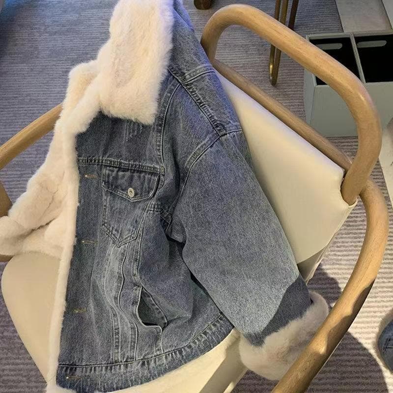 ボア付きデニムジャケット