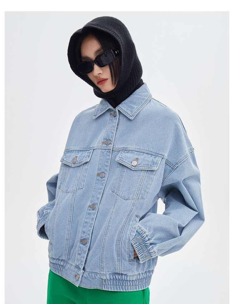 ゆったりシルエット裾リブデニムジャケット