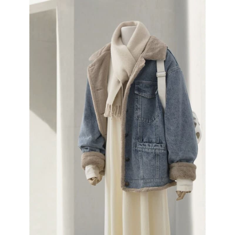 ボアライナー付きデニムジャケット