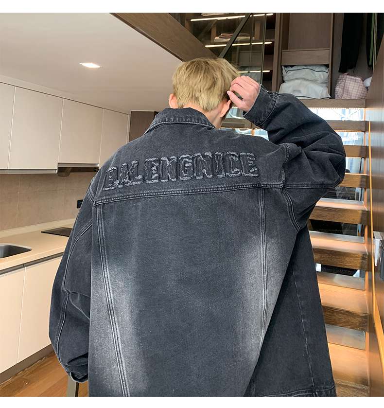 ビッグシルエット バックロゴ デニムジャケット