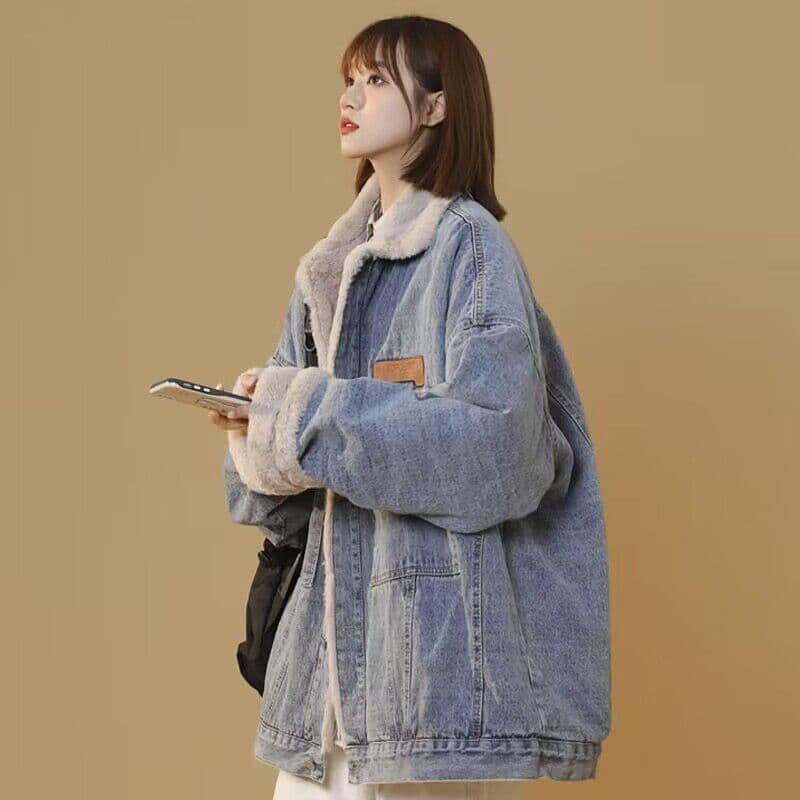 ボリューム襟付きデニムジャケット