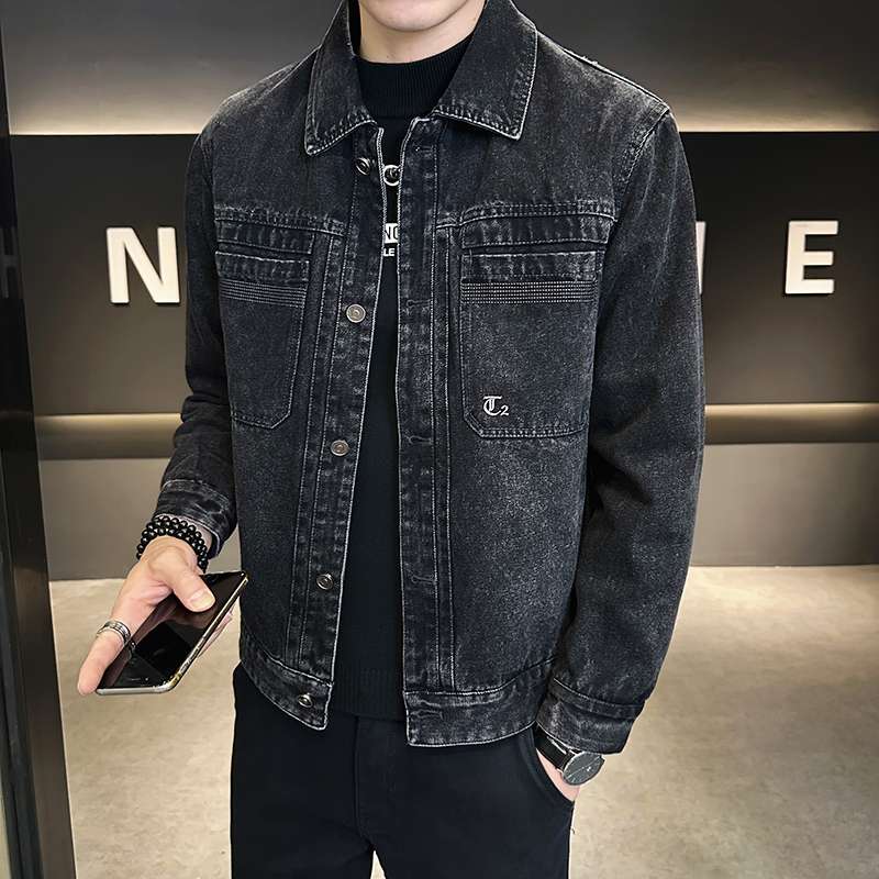 裏起毛ビンテージ加工デニムジャケット