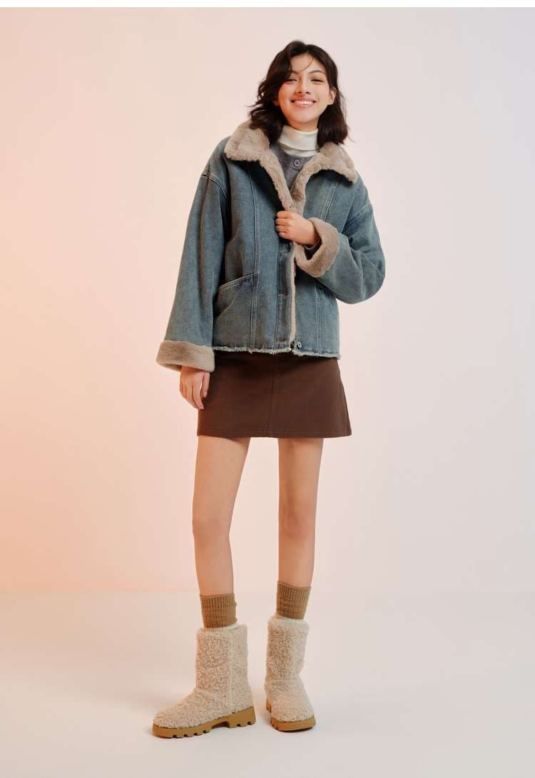 ボアライニング付き デニムジャケット