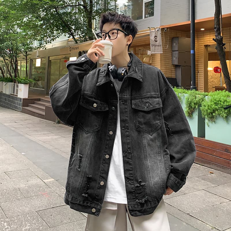 デニムジャケットヴィンテージ加工 ゆったりデニムジャケット