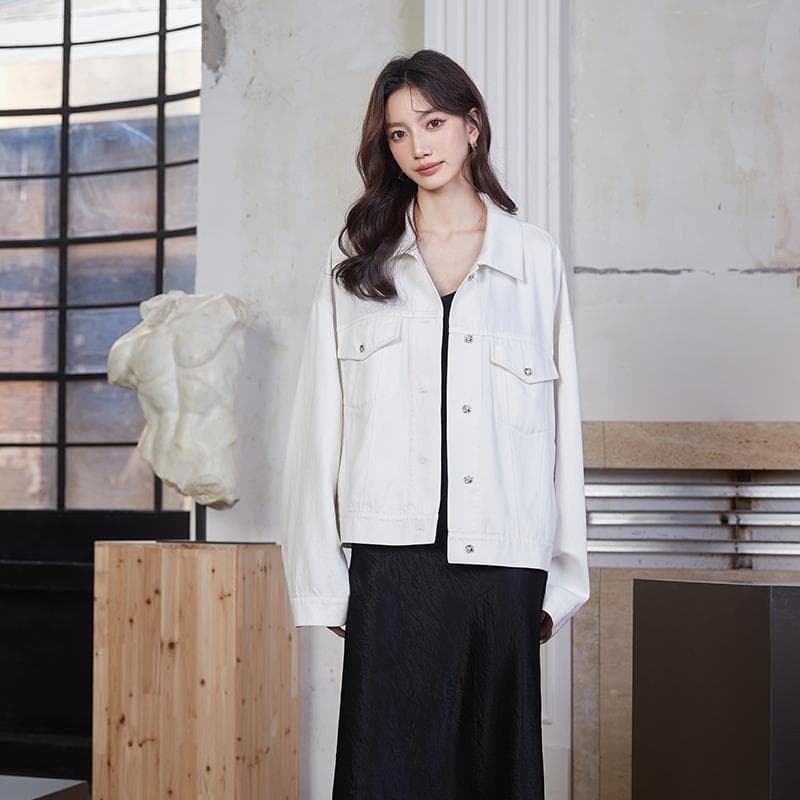 デニムジャケット 上品ゆったりシルエットジャケット