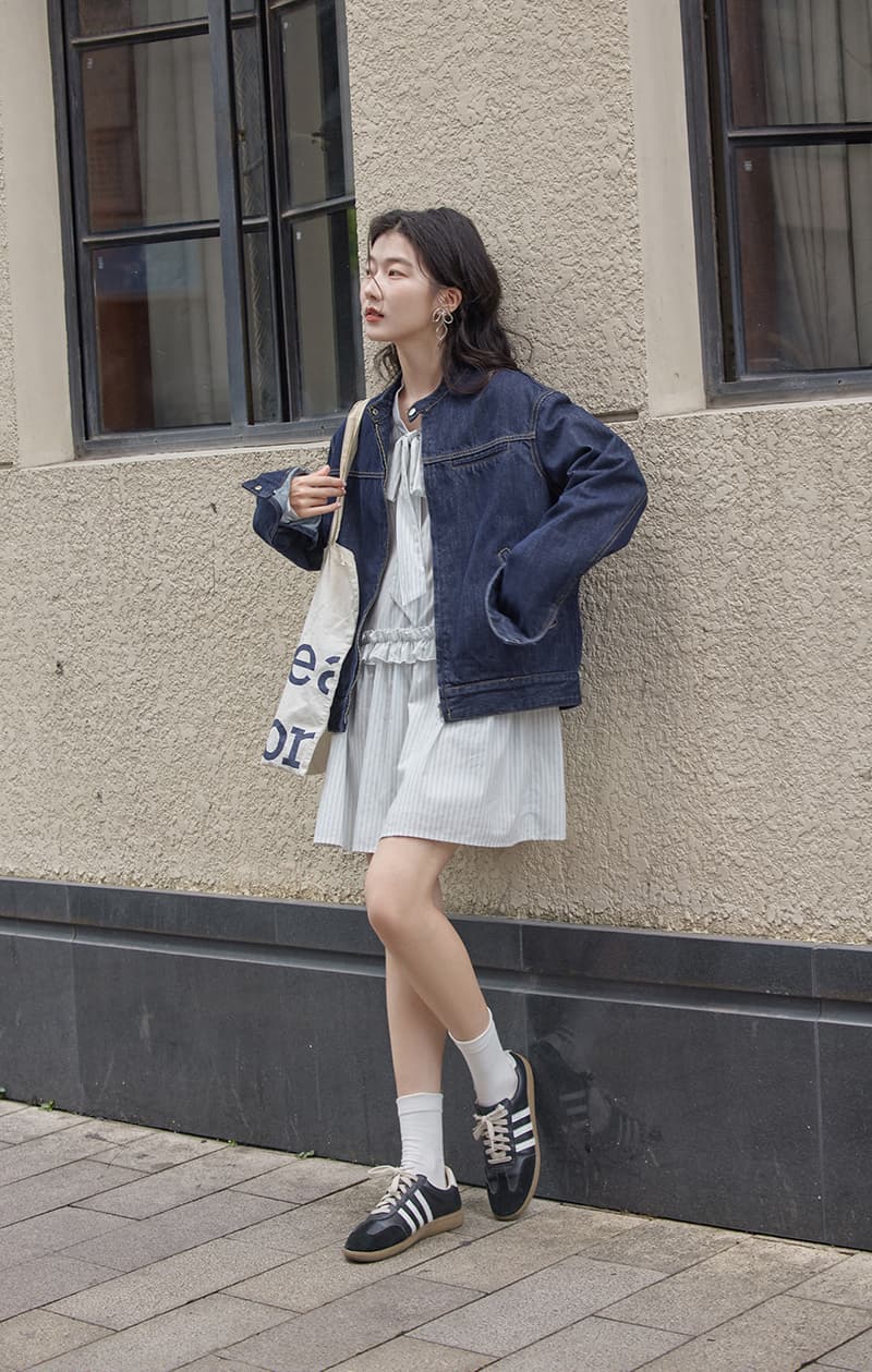 デニムジャケット シンプル上品 ゆったりデニムジャケット