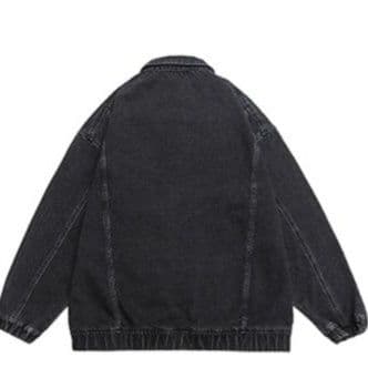 ゆったりシルエット襟付きジップアップデニムジャケットメンズ
