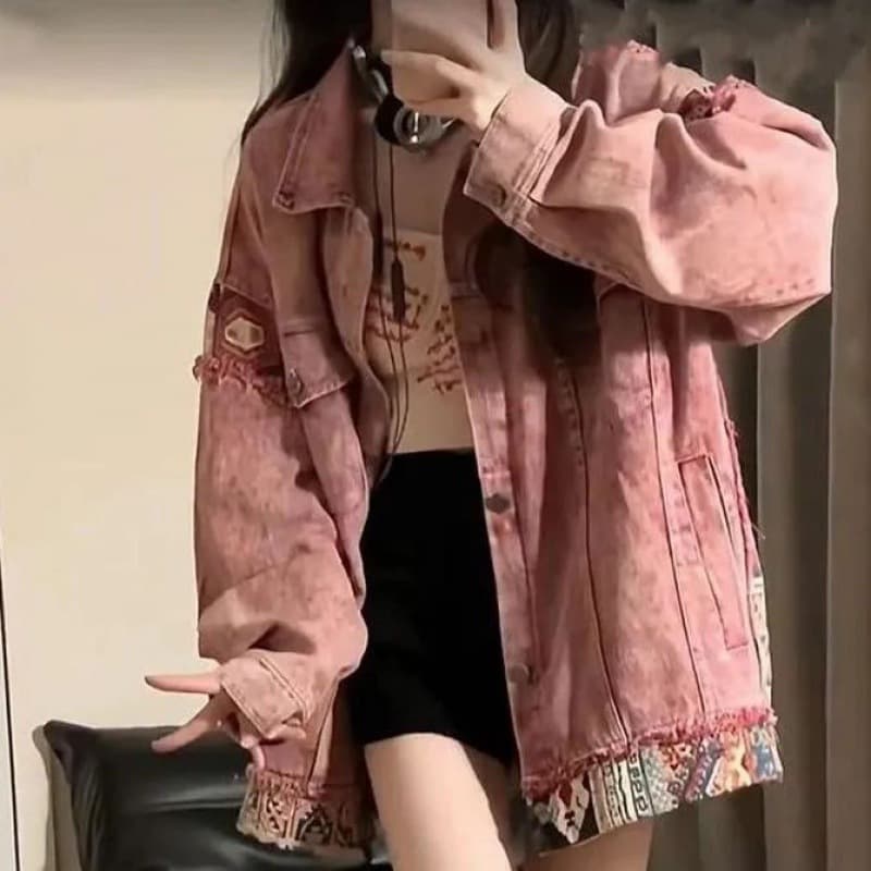 裾レース付きデニムジャケット