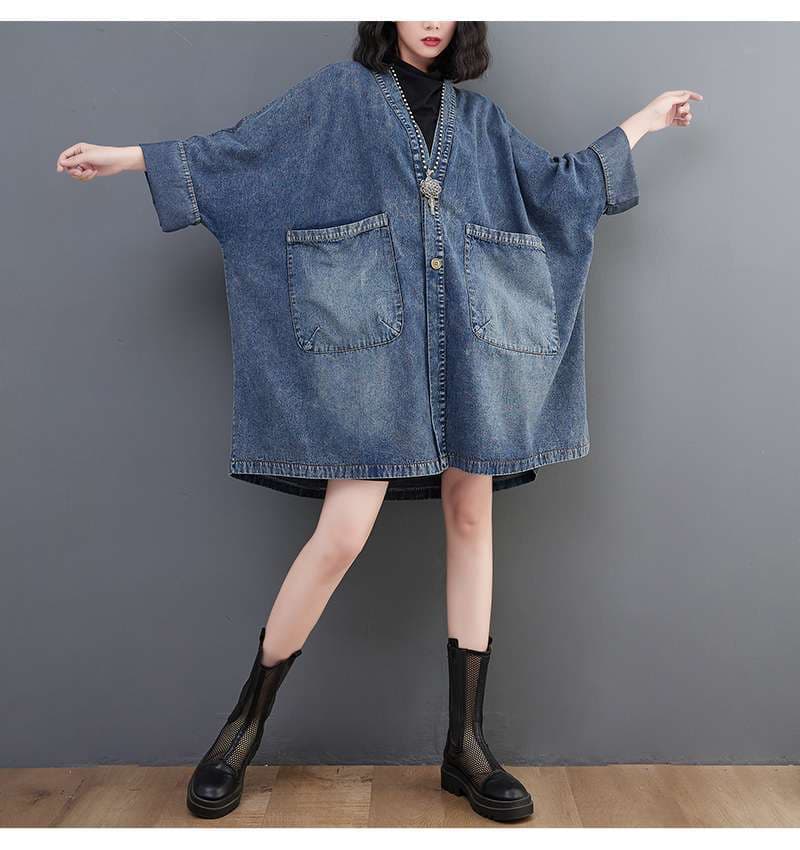デニムジャケット ゆったりルーズデニムコートジャケット