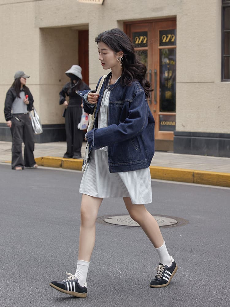 デニムジャケット シンプル上品 ゆったりデニムジャケット