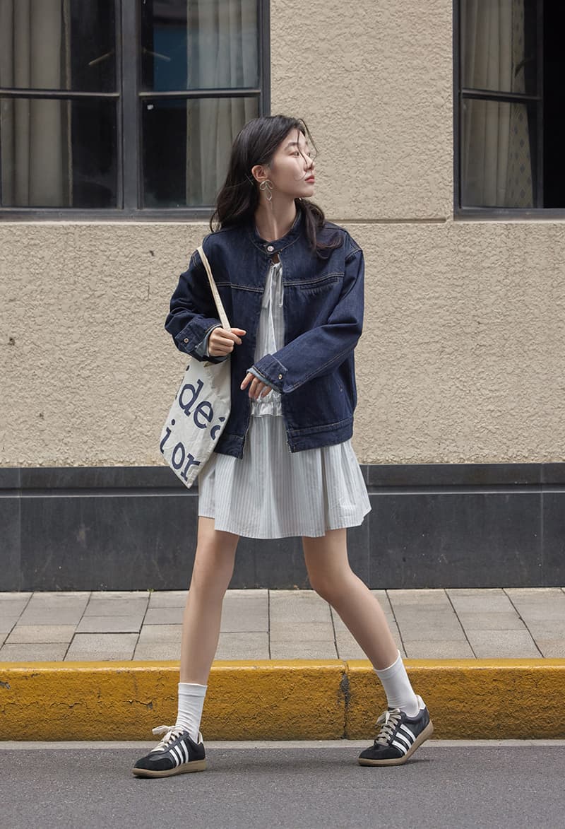 デニムジャケット シンプル上品 ゆったりデニムジャケット