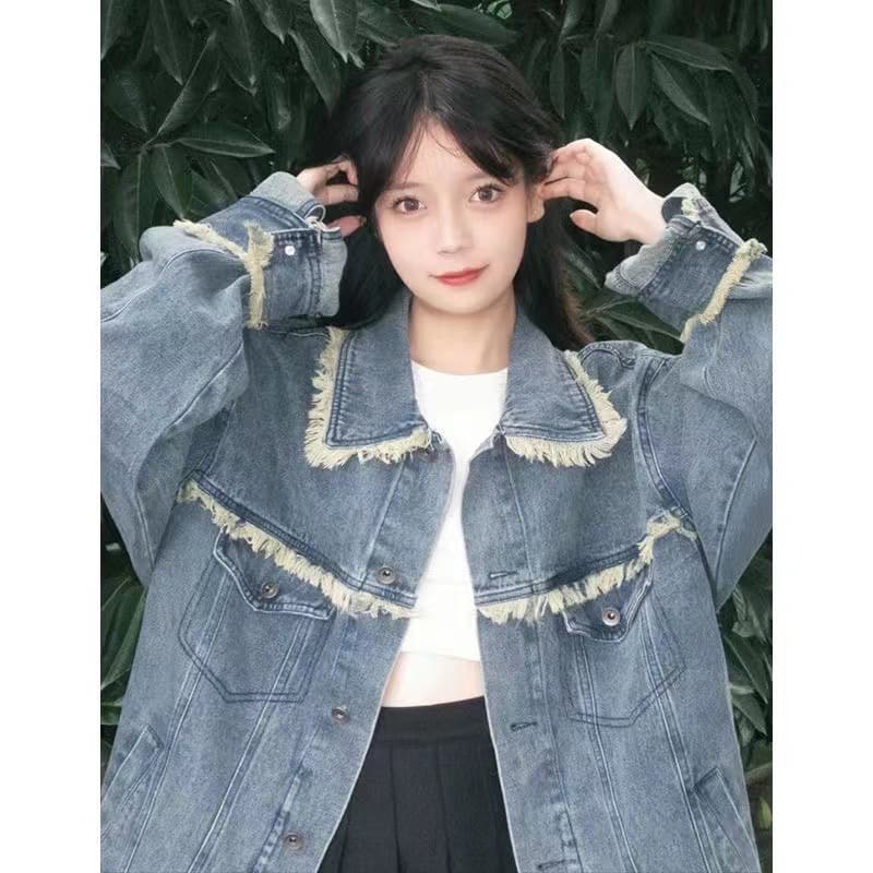 ヴィンテージ風フリンジデニムジャケット